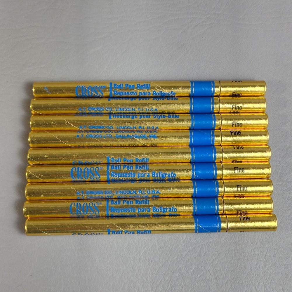 Vintage Original Cross Ball Pen Refill Blue Fine Point New Old Stock Lot Of 9